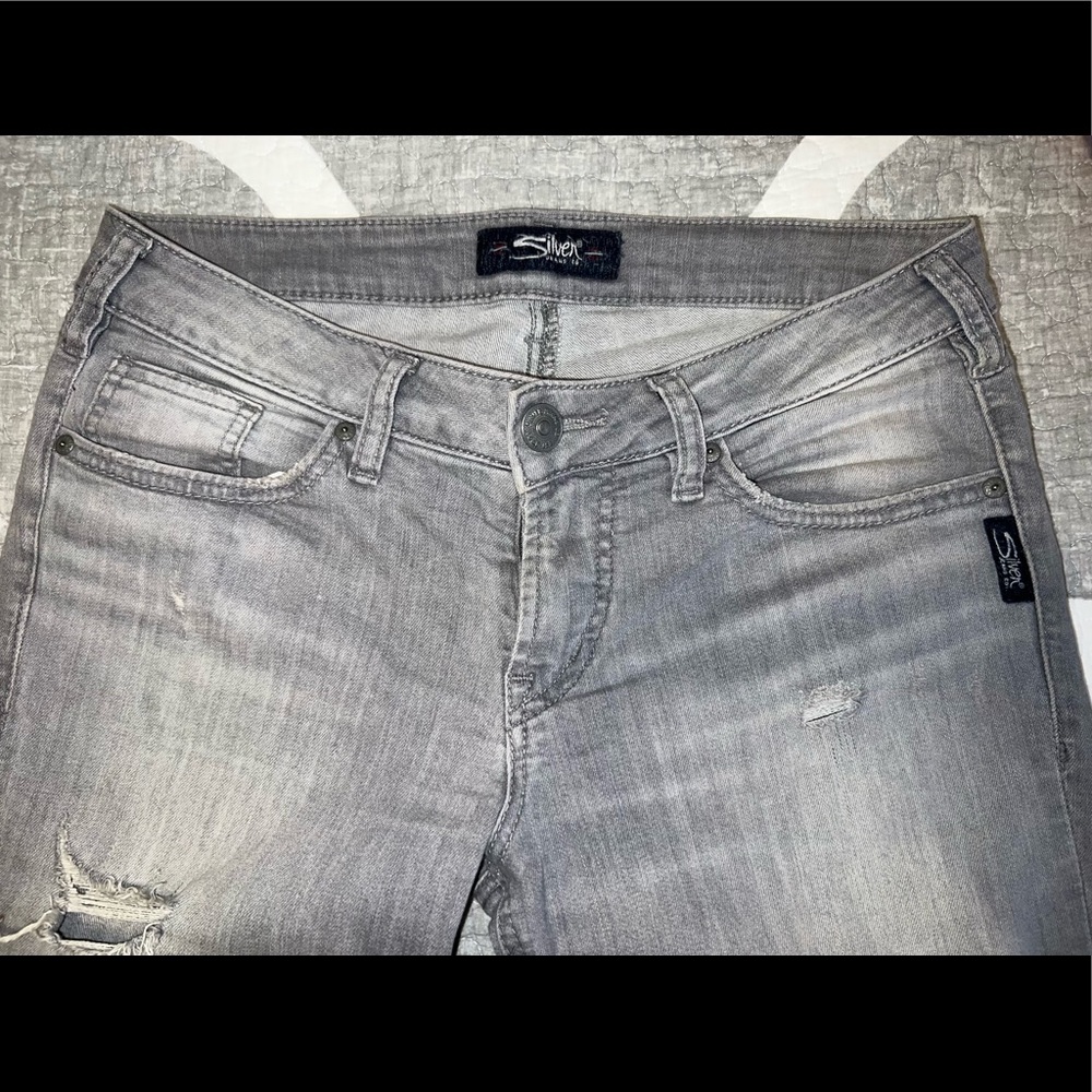 (2 for $40) Grey Silver Jeans